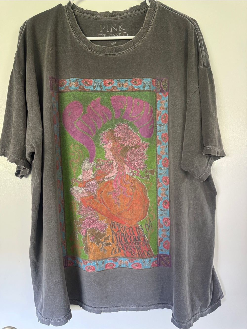 Pink Floyd Marquee Club 1966 Poster Tee S/M - Distressed Psychedelic Oversized